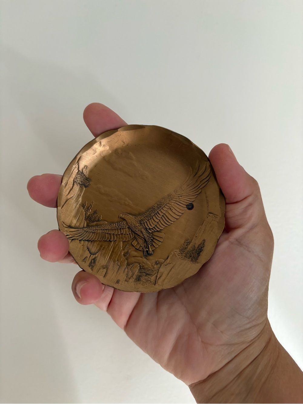 Vintage Wendell August forge solid bronze soaring eagle trinket dish hand forged